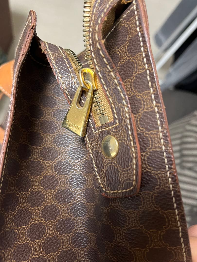 CELINE セリーヌ マカダム柄 トートバッグ レザー