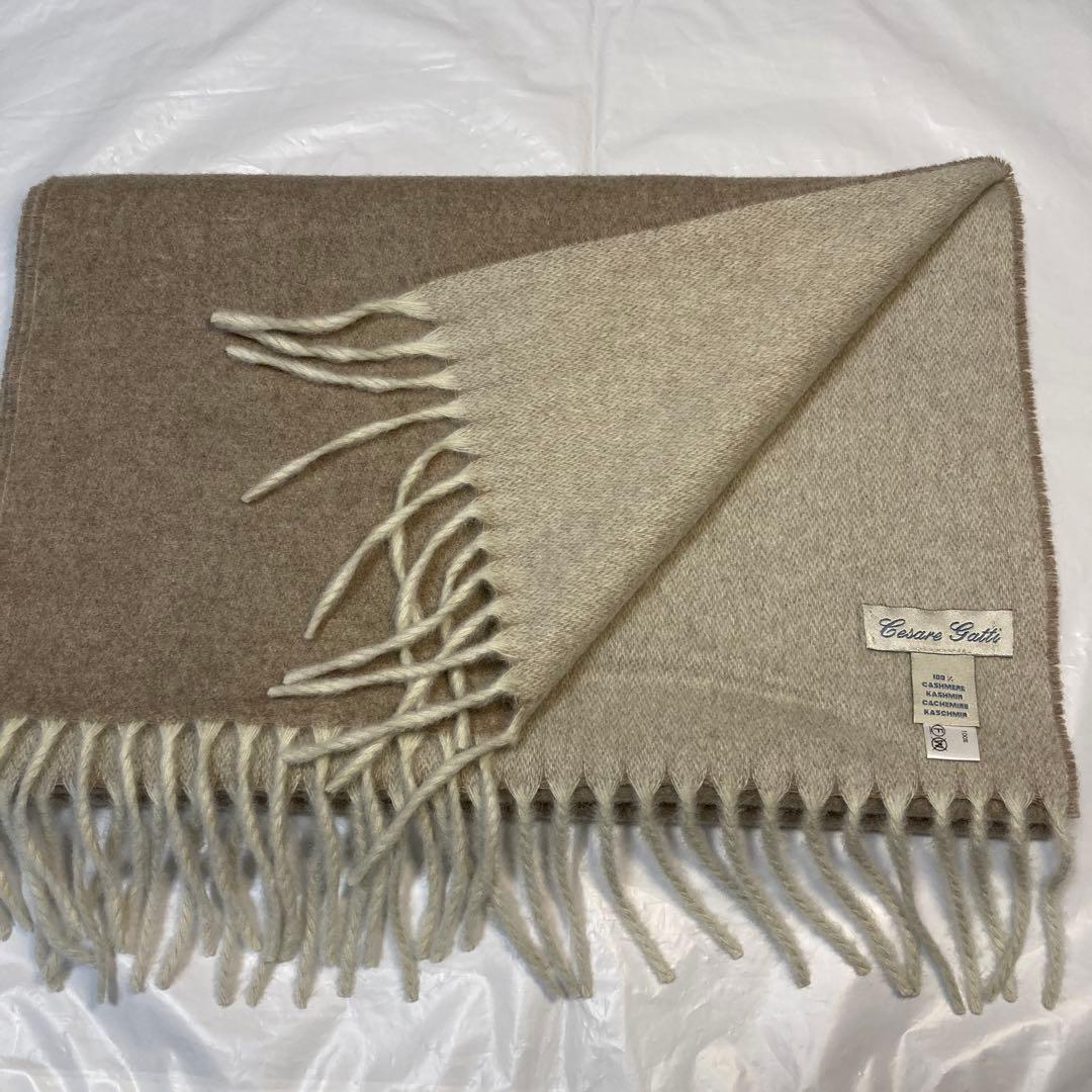 極美品 チェザーレガッティ カシミヤ100％ リバーシブルマフラー イタリア製