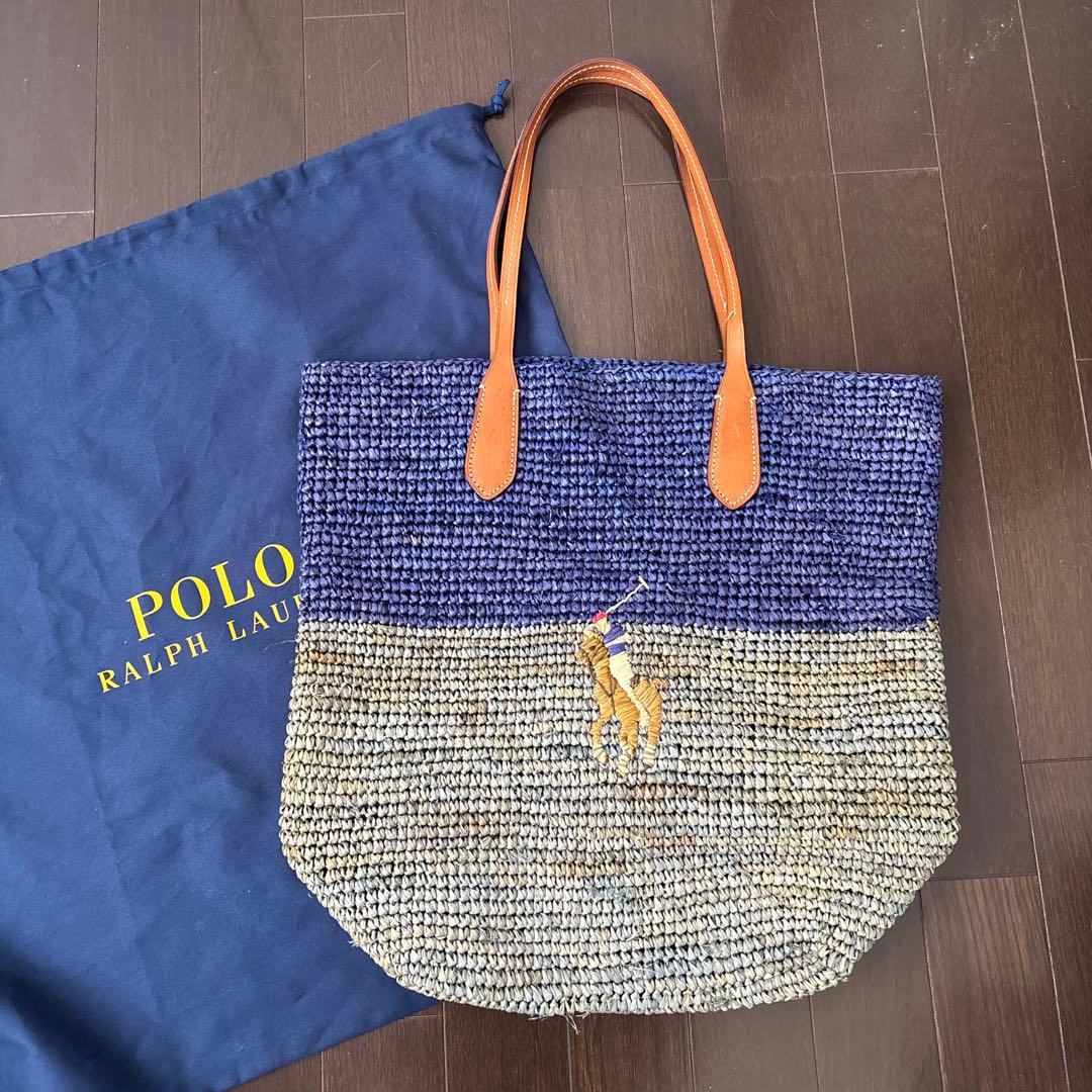 Polo Ralph Lauren かごバッグ ネイビー/ベージュ