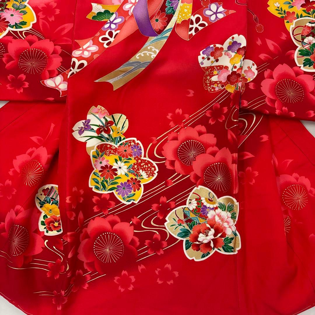 新品正絹産着（お祝着）最高級京友禅伝統多色染、本金入り古典四季花車熨斗上品古典文