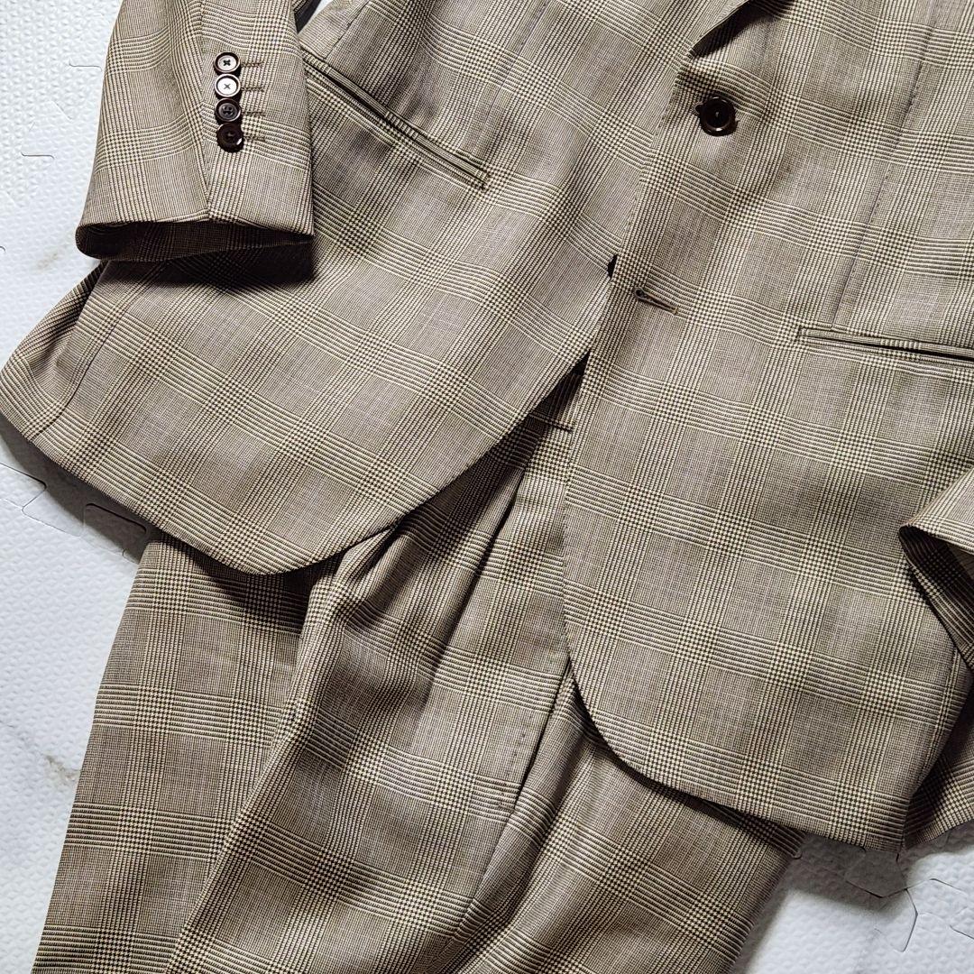 最高級✨ソブリン 3ピース カシミヤ シルク スーツ グレンチェック