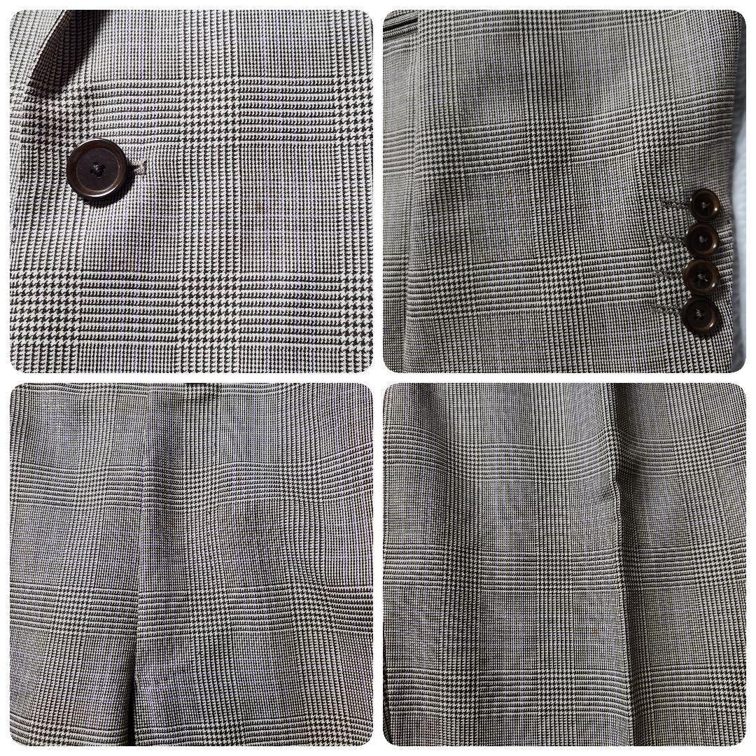 最高級✨ソブリン 3ピース カシミヤ シルク スーツ グレンチェック