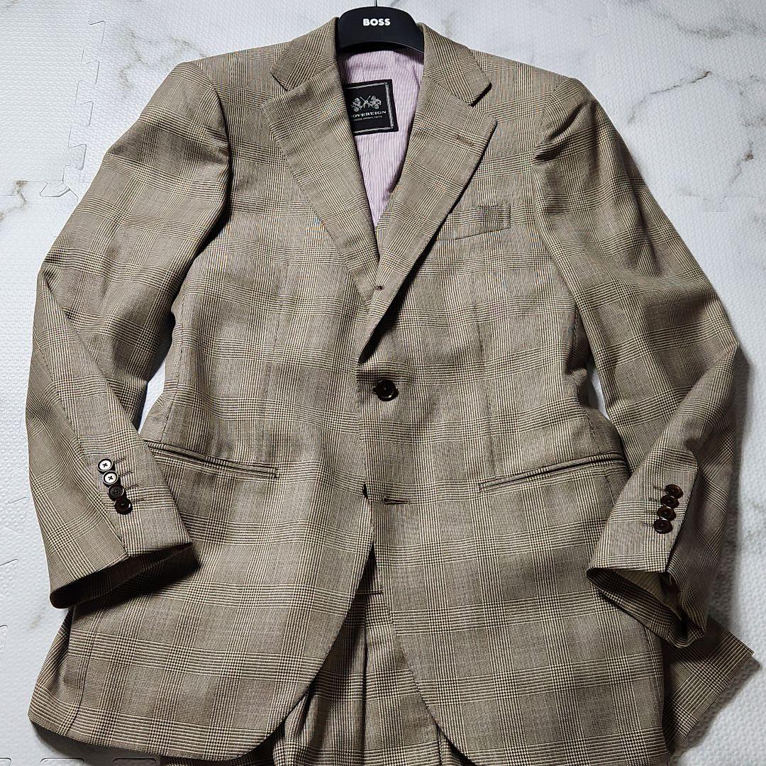 最高級✨ソブリン 3ピース カシミヤ シルク スーツ グレンチェック