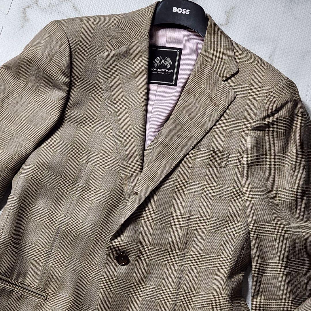 最高級✨ソブリン 3ピース カシミヤ シルク スーツ グレンチェック