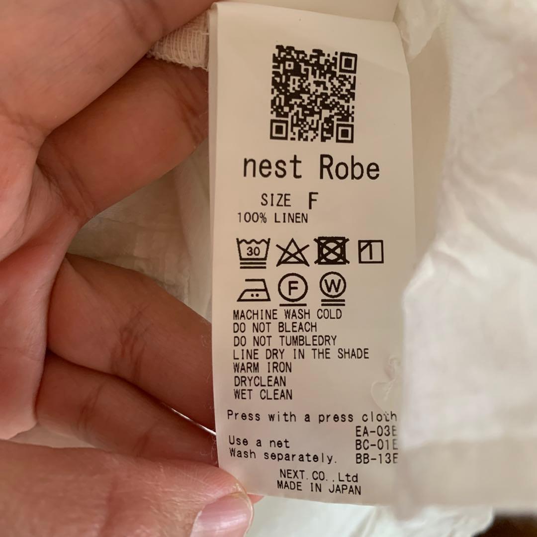nest Robe 100%リネン 五分袖裾フリルチュニック