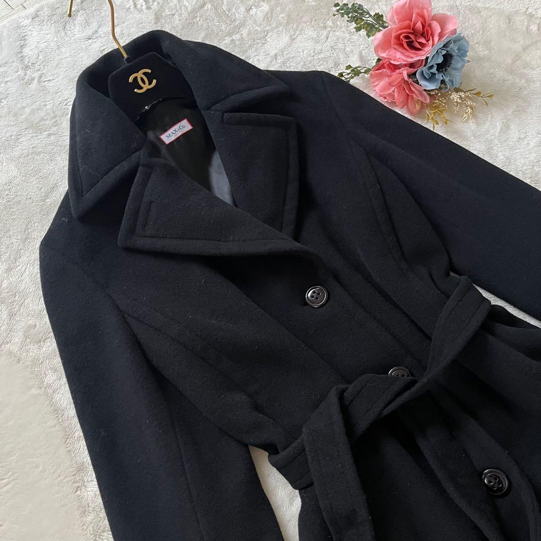 希少42✨マックスマーラMAX＆Co.アンゴラ女優襟ロングコート黒マニュエラXL