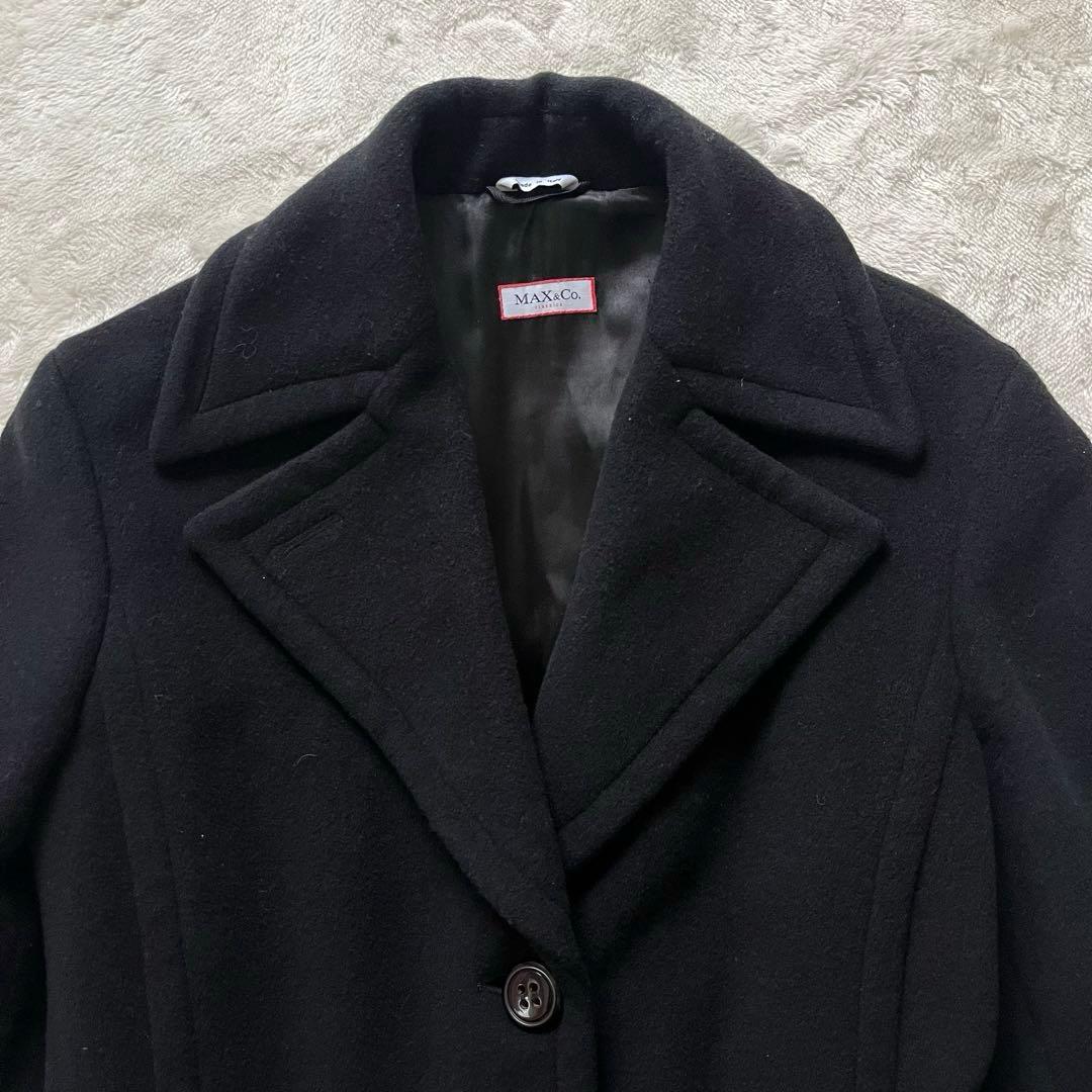 希少42✨マックスマーラMAX＆Co.アンゴラ女優襟ロングコート黒マニュエラXL