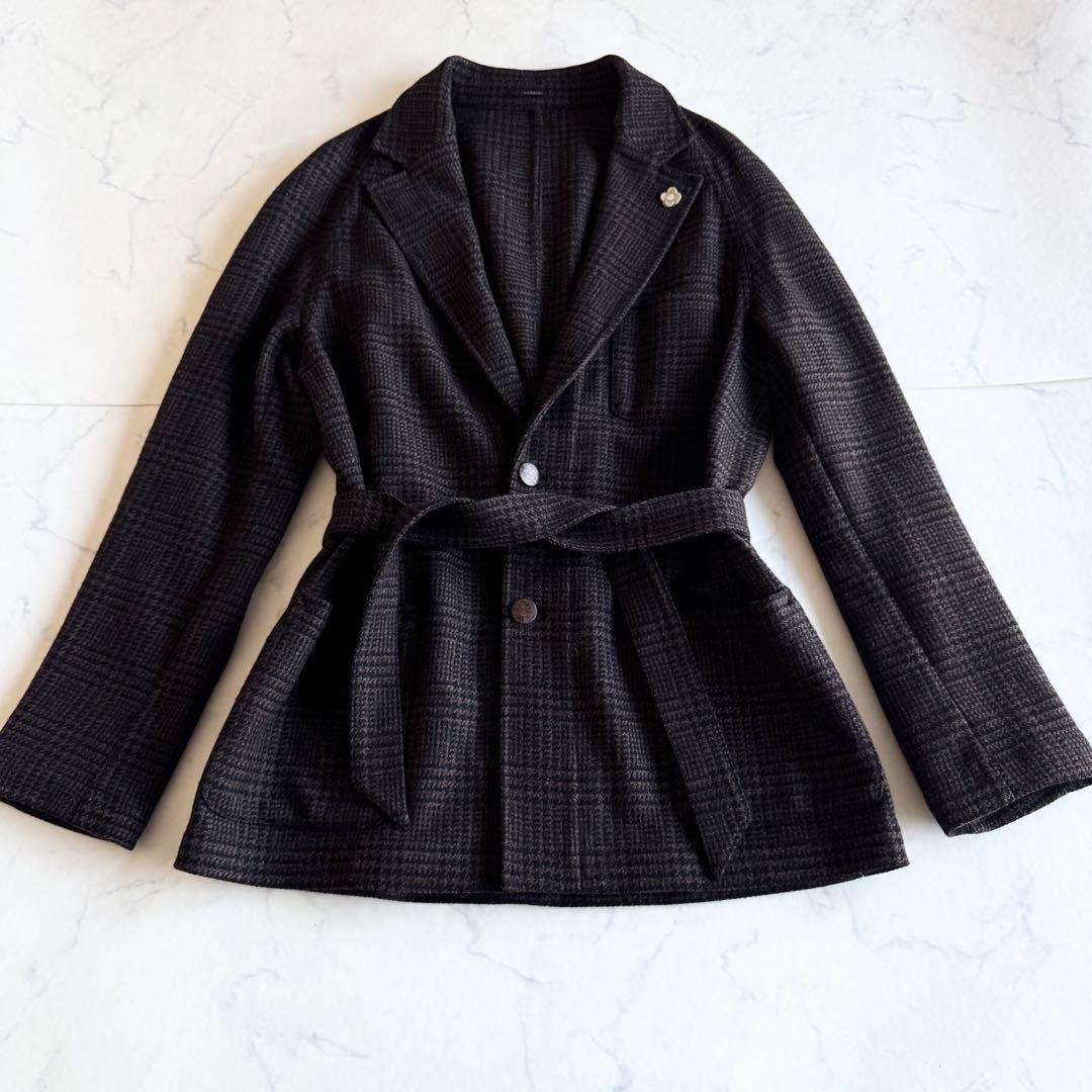 美品 近年 ラルディーニ テーラードジャケット アンコン ベルト ブートニエール