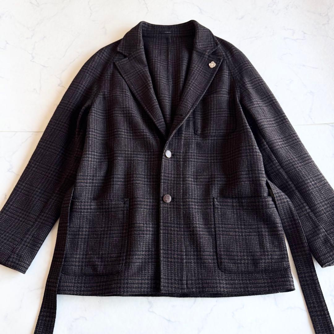 美品 近年 ラルディーニ テーラードジャケット アンコン ベルト ブートニエール