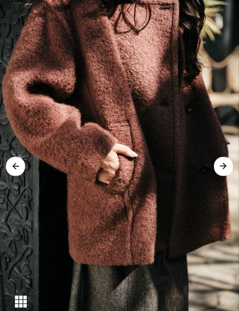 【新品】STRATA (COHINA)ウールループダブルコート ブラウン