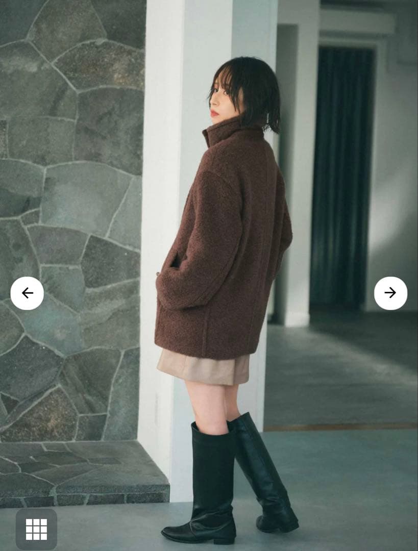 【新品】STRATA (COHINA)ウールループダブルコート ブラウン