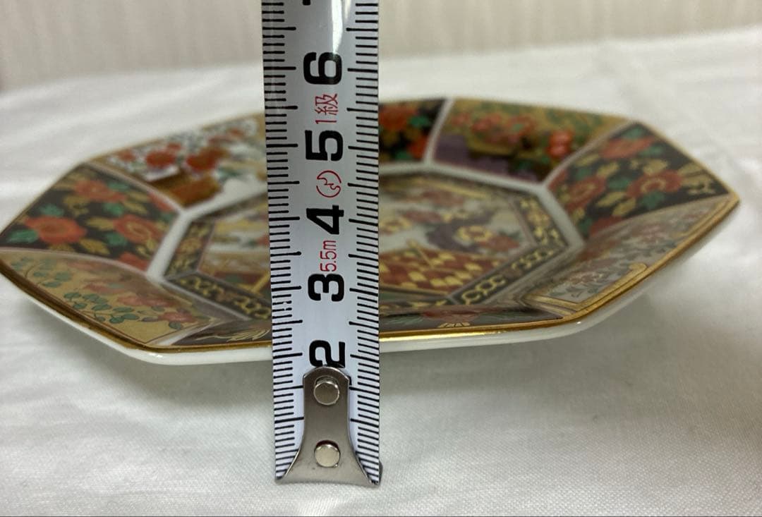 有田焼　青藍窯　古伊万里紋 金蘭手　金彩　八角皿　5枚揃　お正月取り皿