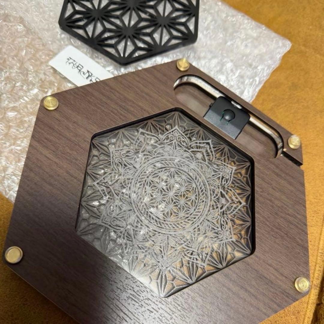 完売品　アサガラワークス　LEDコースター　麻柄　二重麻エボニー　濃