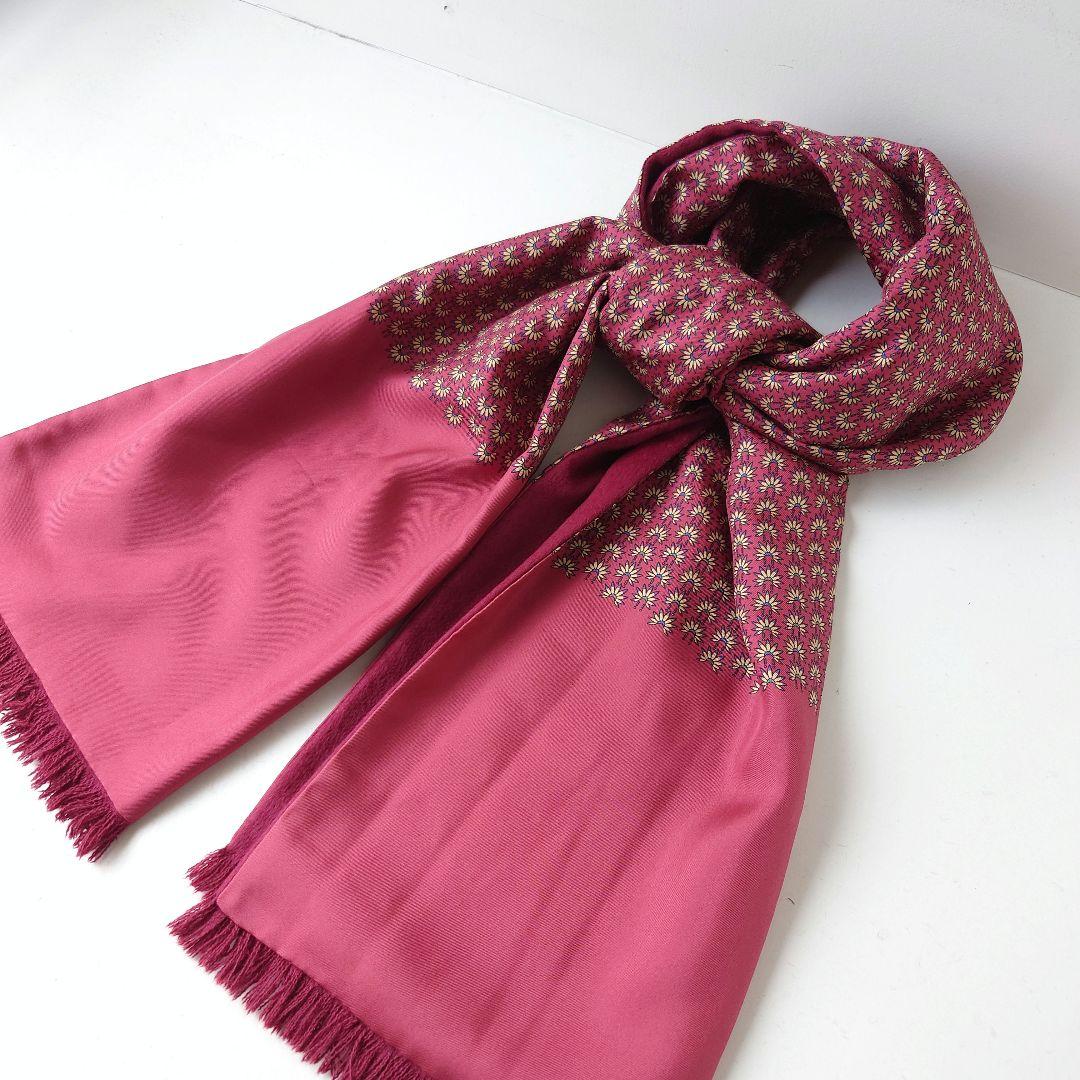 【極美品】 HERMES エルメス マフラー シルク アンゴラ リバーシブル 赤