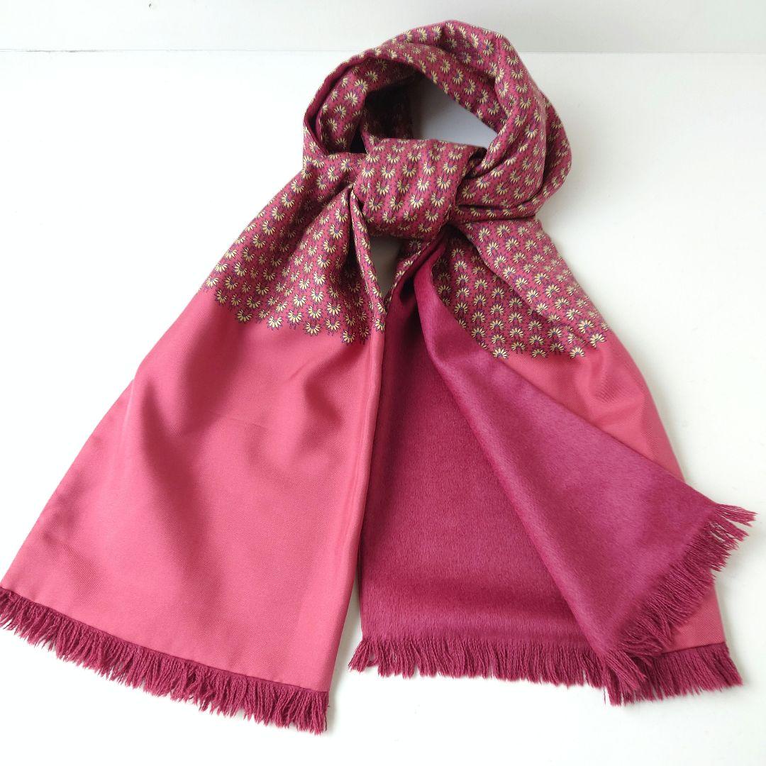 【極美品】 HERMES エルメス マフラー シルク アンゴラ リバーシブル 赤