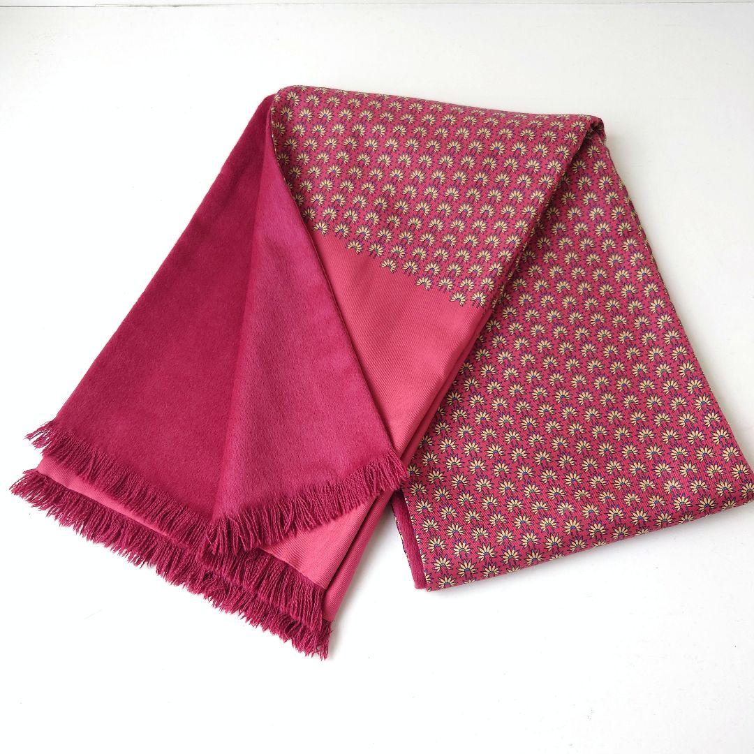 【極美品】 HERMES エルメス マフラー シルク アンゴラ リバーシブル 赤