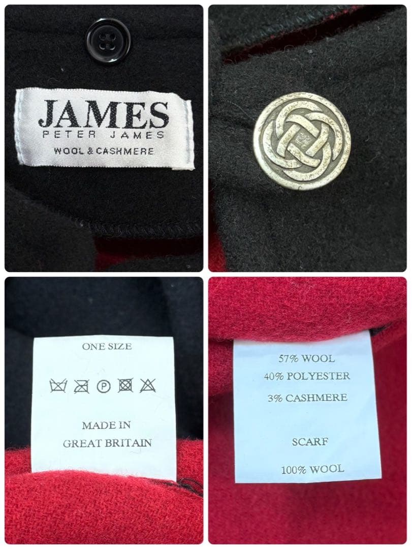 英国製 ウール カシミヤ ケープコート ポンチョ マント ブラック S746b