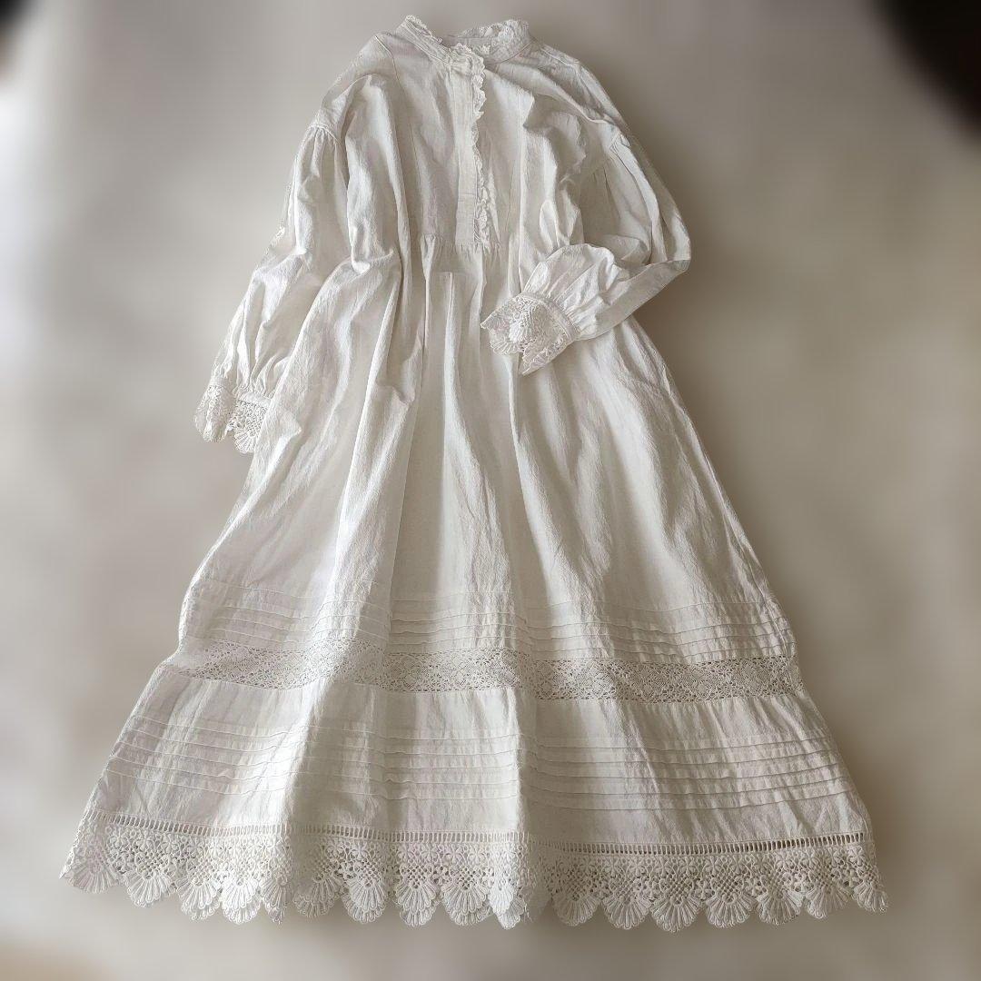 MEDE19F 大きいサイズ 3L ヴィンテージライク ネグリジェ風ワンピース