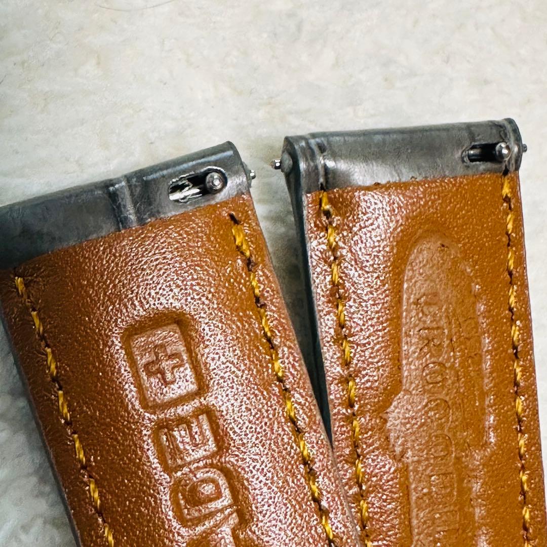 3019#20mm-18mmダークアッシュ★本物クロコダイルレザーベルト★スイス