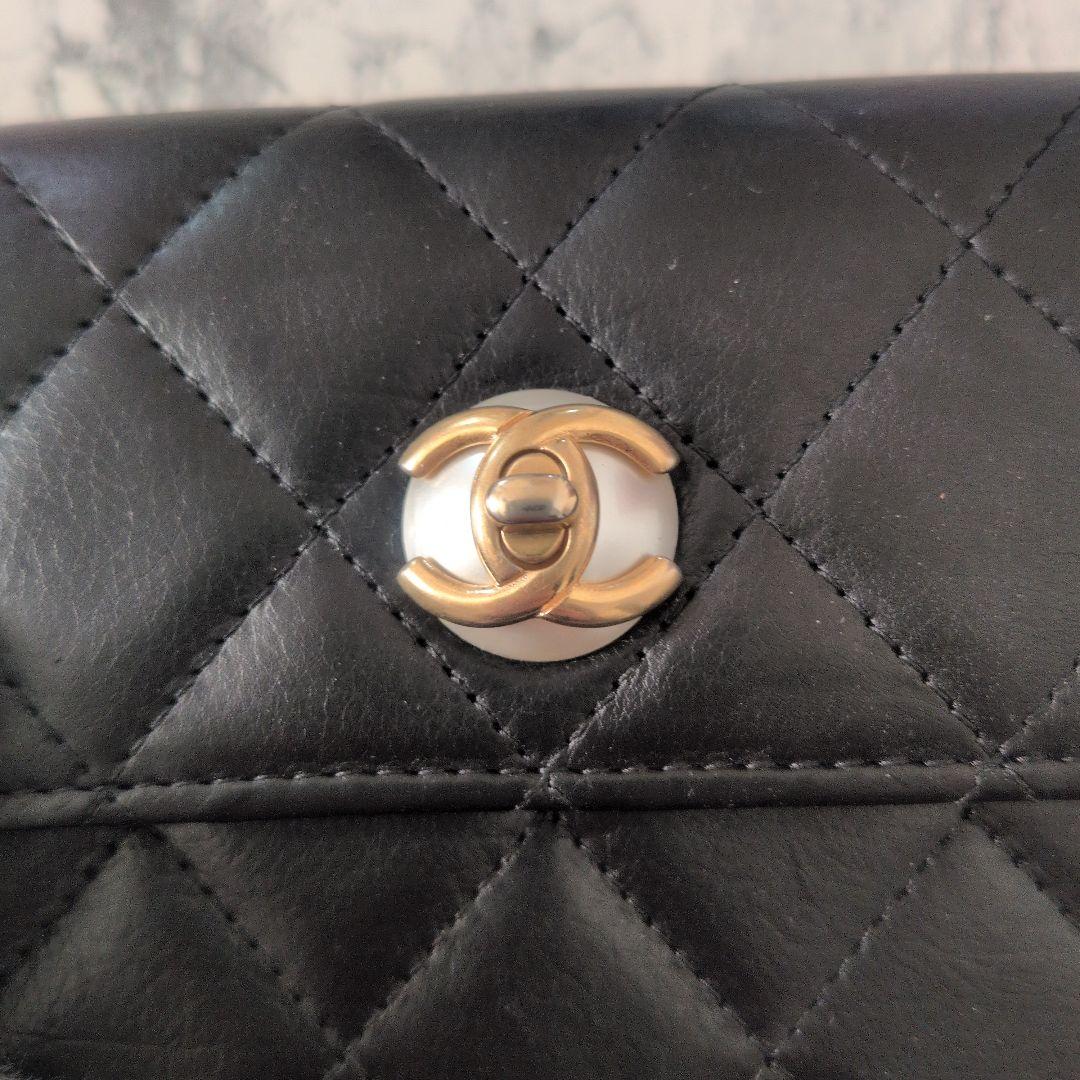 美品 シャネル マトラッセコンパクト財布 ココマーク パールウォレット