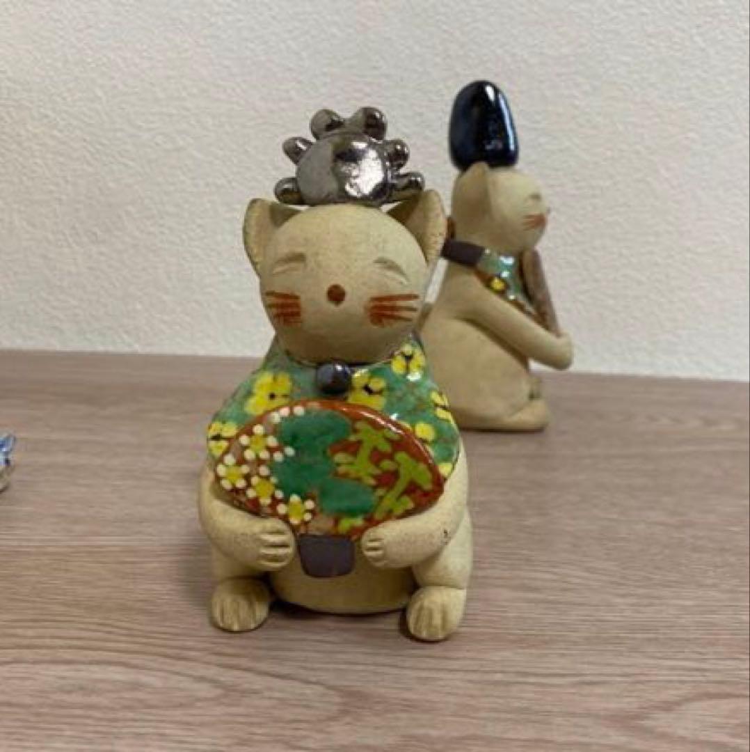一点物　希少　益子焼　加藤麻里作　陶器雛人形 猫の嫁入り