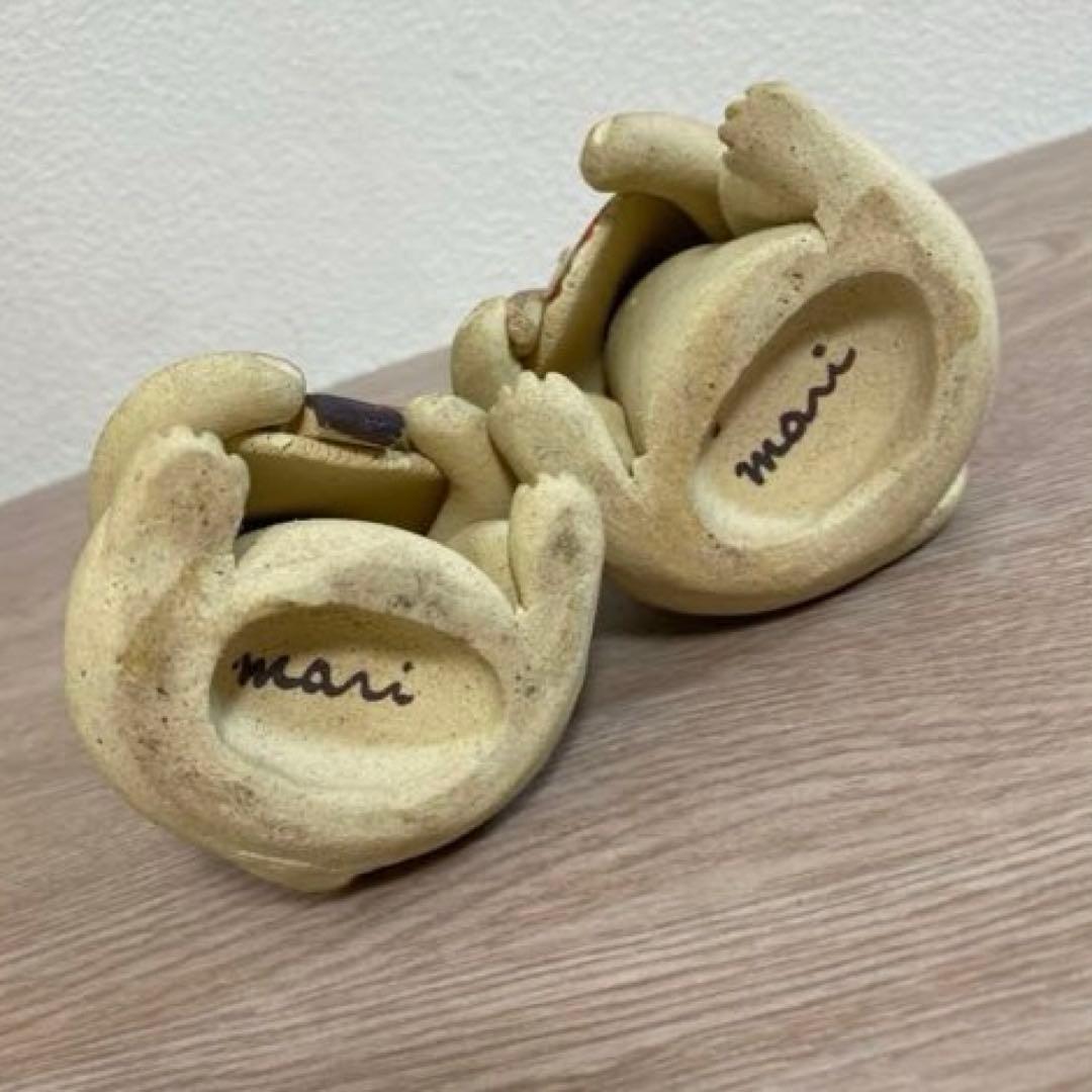 一点物　希少　益子焼　加藤麻里作　陶器雛人形 猫の嫁入り