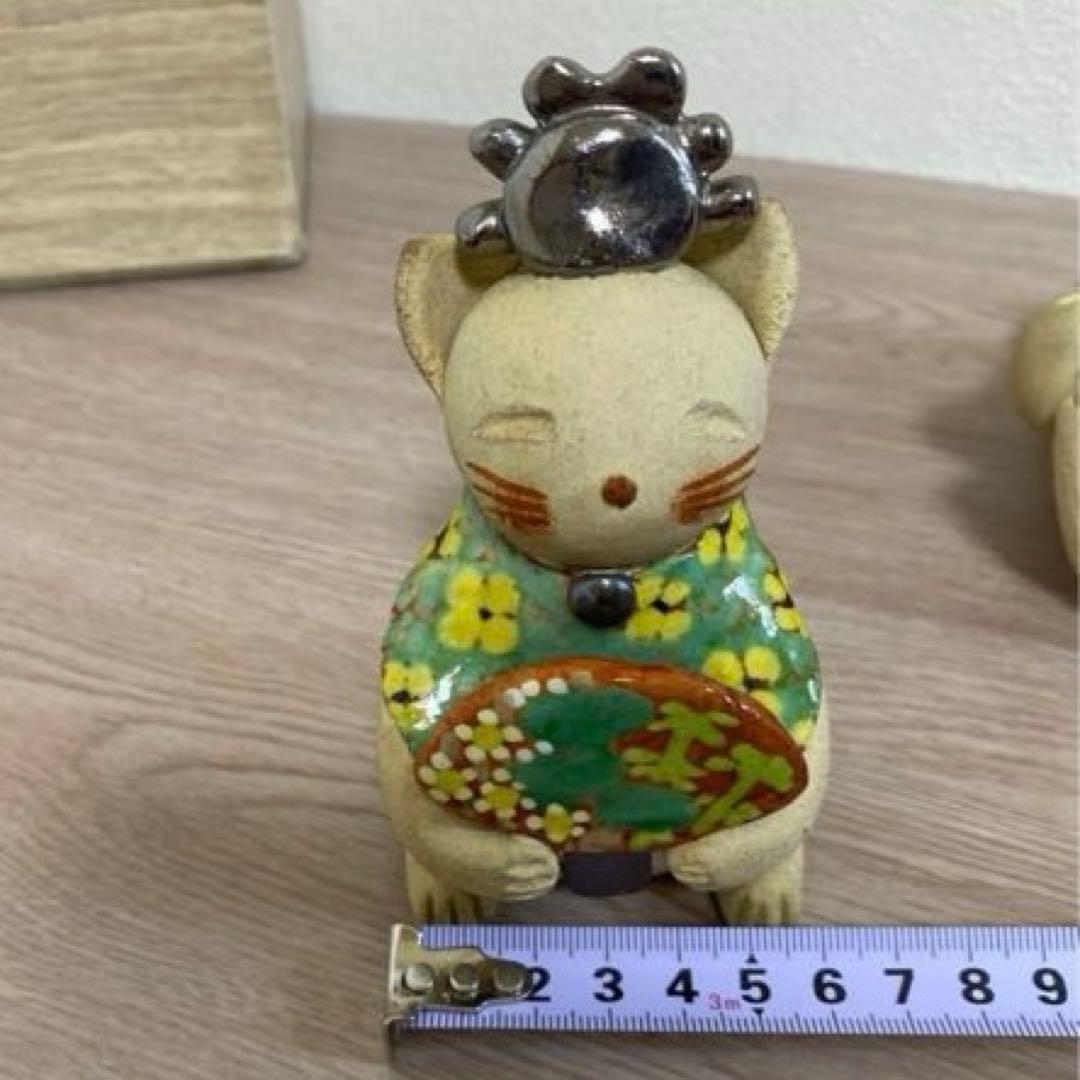 一点物　希少　益子焼　加藤麻里作　陶器雛人形 猫の嫁入り