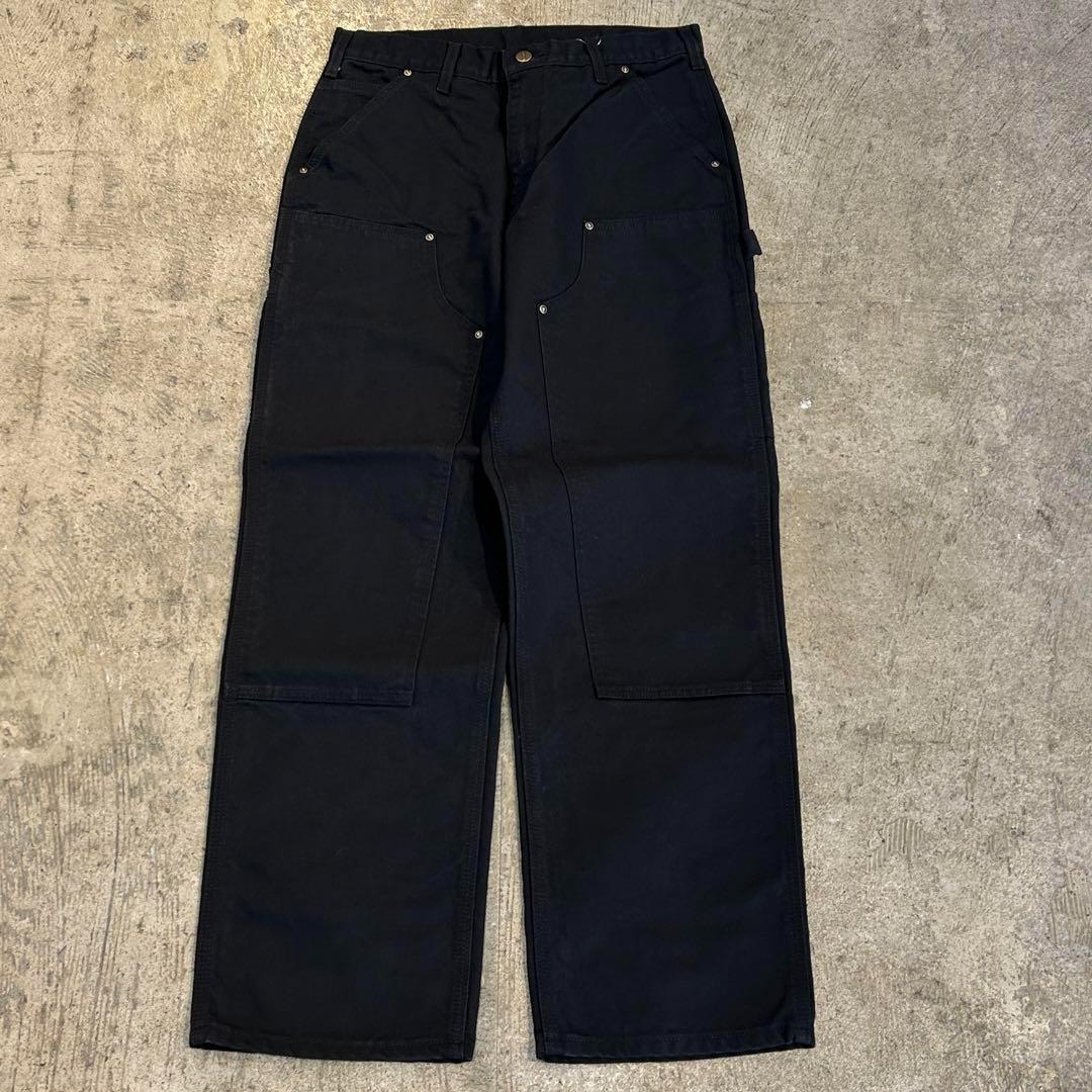 新品 カーハート B136 ウォッシュド ダック ダブルニー パンツ黒 W32