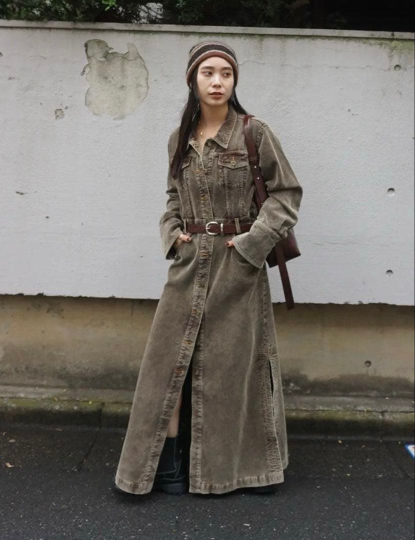 y.o　AMERI I LINE CORDUROY SHIRT DRESS