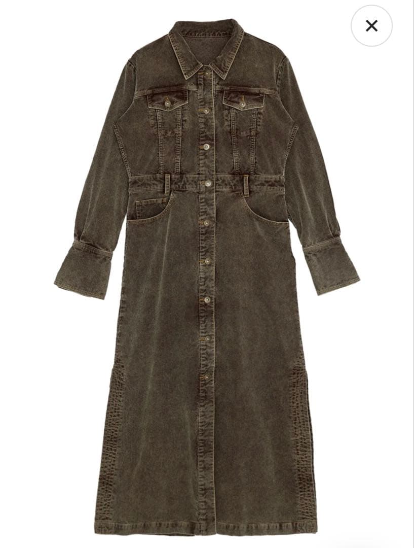 y.o　AMERI I LINE CORDUROY SHIRT DRESS