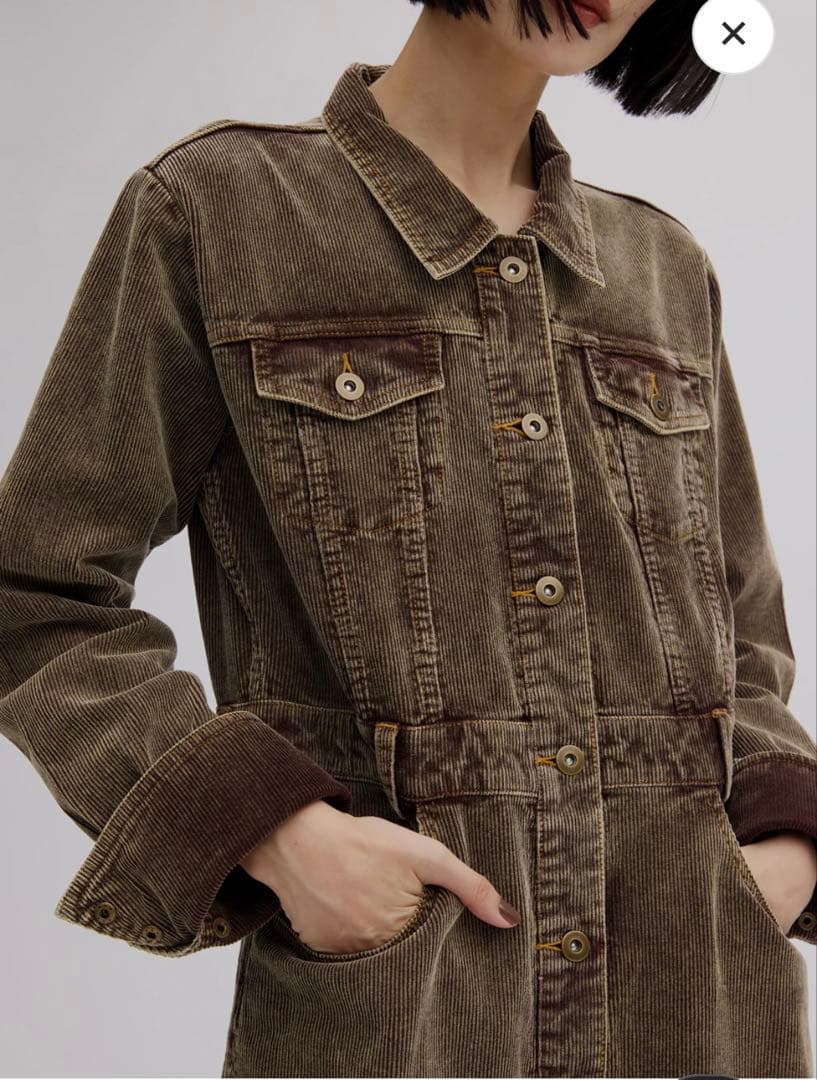 y.o　AMERI I LINE CORDUROY SHIRT DRESS