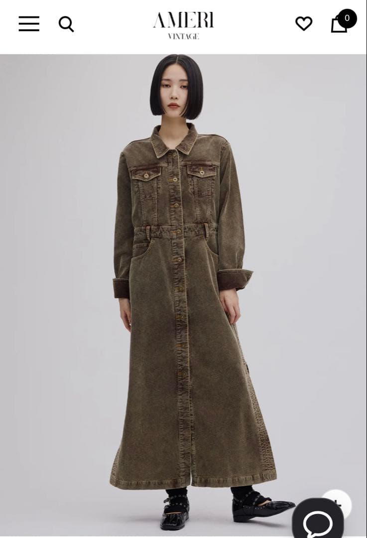 y.o　AMERI I LINE CORDUROY SHIRT DRESS