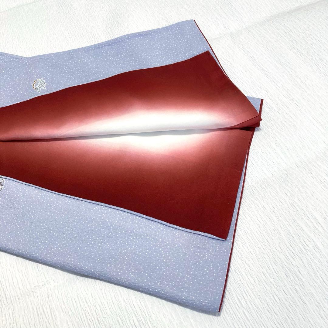 【美品✨】東レシルック　洗える着物　飛び柄小紋　空色鼠　四季花丸文　ⅯサイズM4