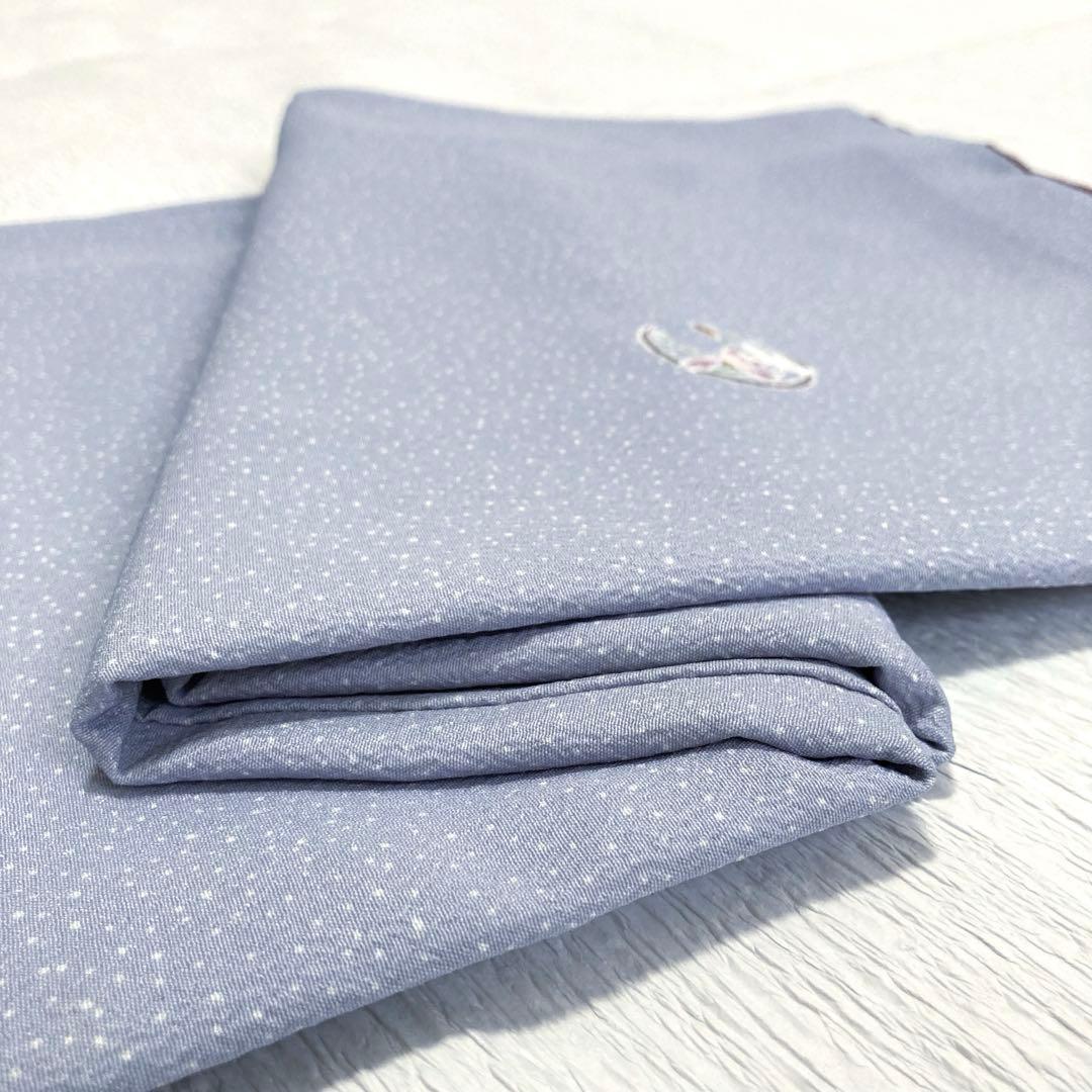 【美品✨】東レシルック　洗える着物　飛び柄小紋　空色鼠　四季花丸文　ⅯサイズM4