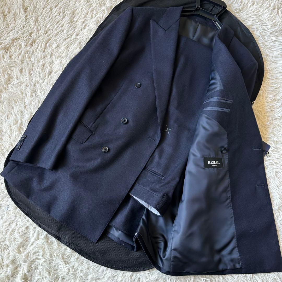 新品未使用　スーツ　ダブルブレスト　日本製生地　ネイビー　BE8　大きいサイズ