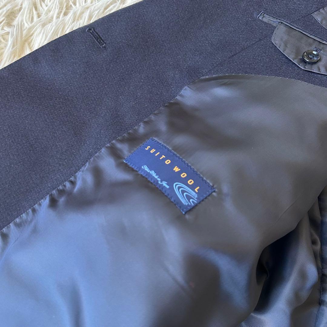 新品未使用　スーツ　ダブルブレスト　日本製生地　ネイビー　BE8　大きいサイズ