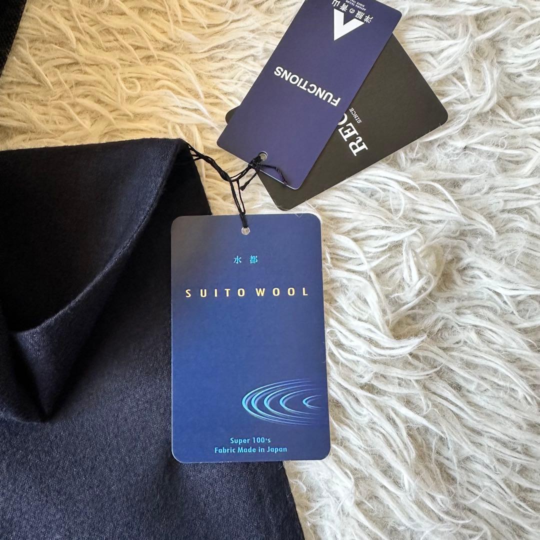 新品未使用　スーツ　ダブルブレスト　日本製生地　ネイビー　BE8　大きいサイズ