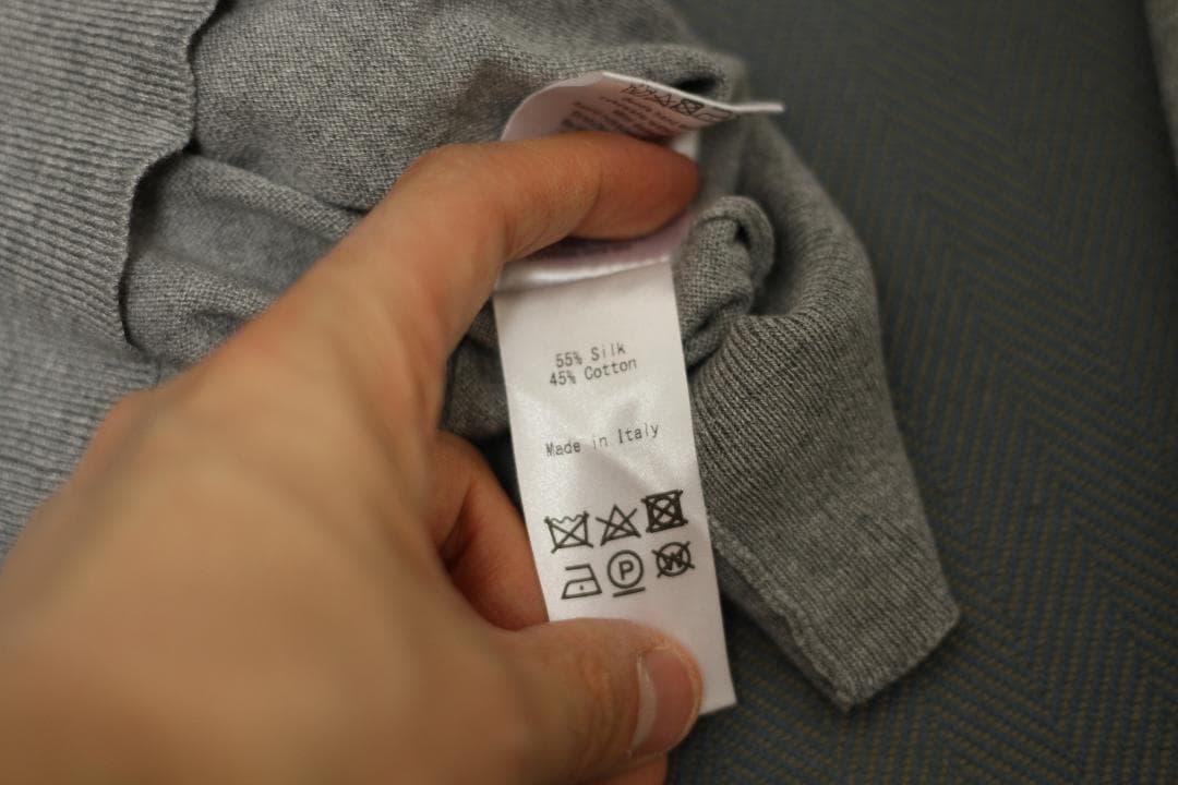 【美品/イタリア製】Drake's シルクコットン ニット ポロ 34(グレー