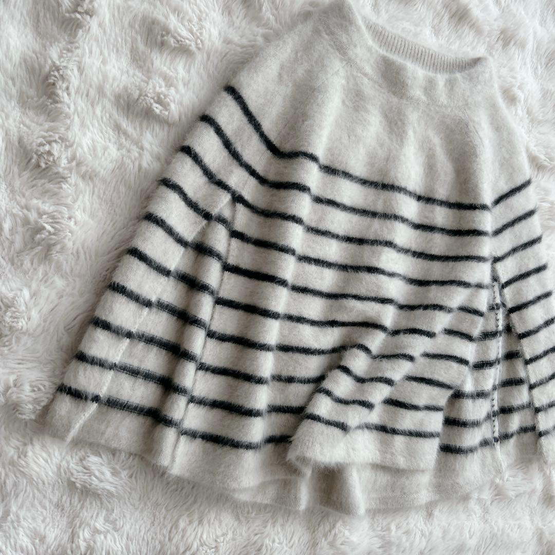 ビアズリー★ ファーニットポンチョ　フォックス　カシミヤ　ボーダー