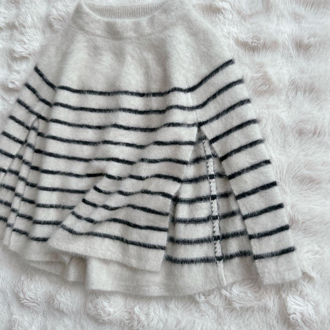 ビアズリー★ ファーニットポンチョ　フォックス　カシミヤ　ボーダー