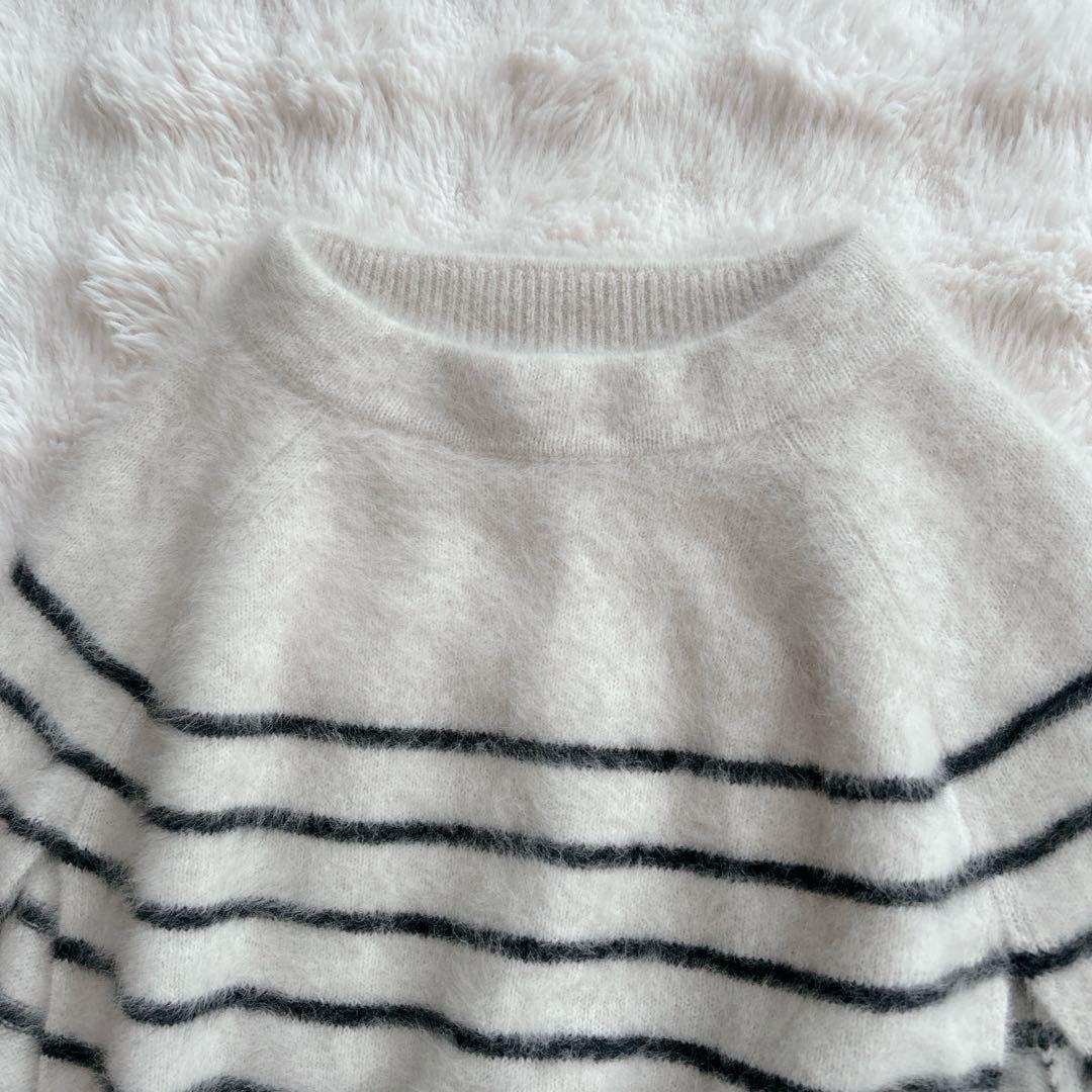 ビアズリー★ ファーニットポンチョ　フォックス　カシミヤ　ボーダー