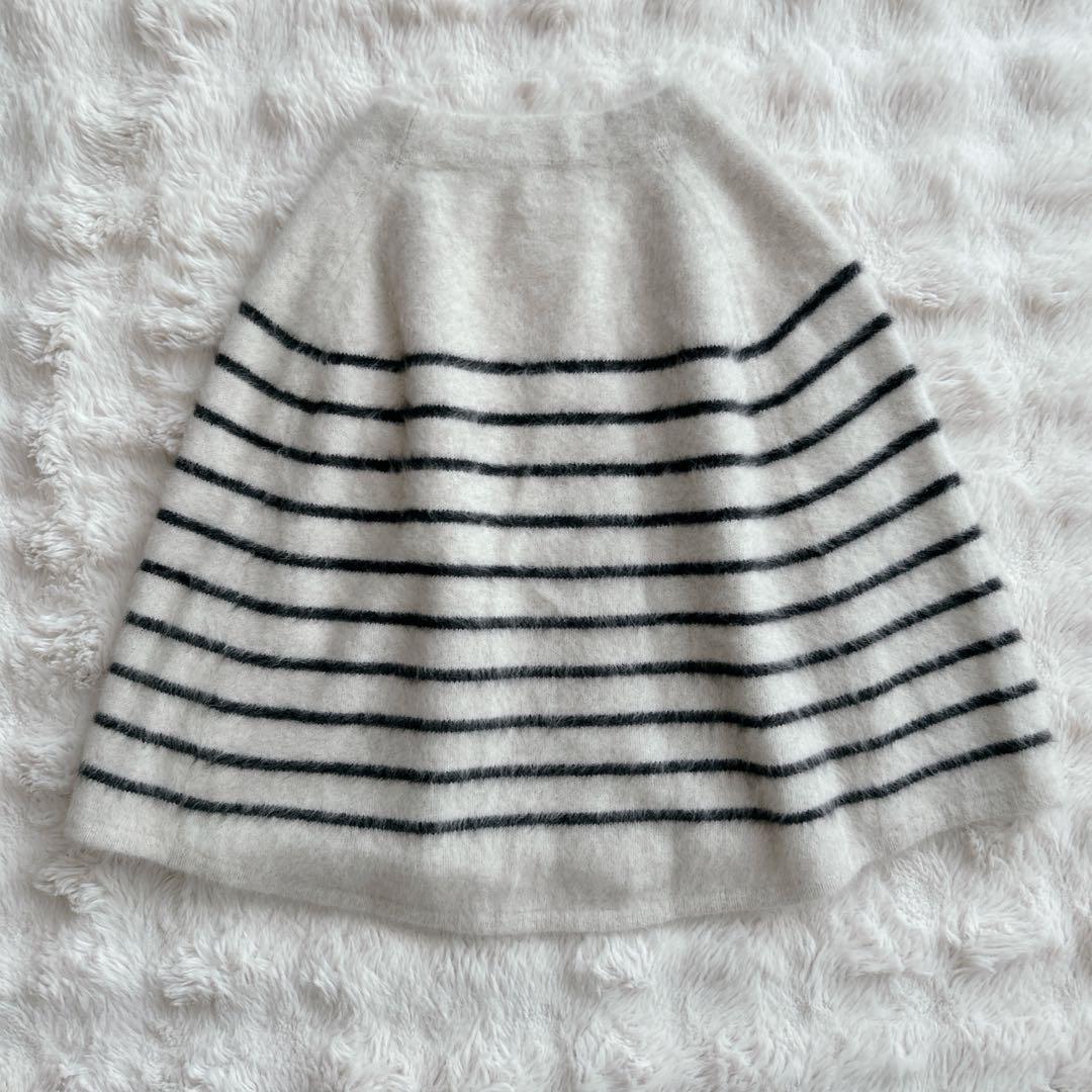 ビアズリー★ ファーニットポンチョ　フォックス　カシミヤ　ボーダー