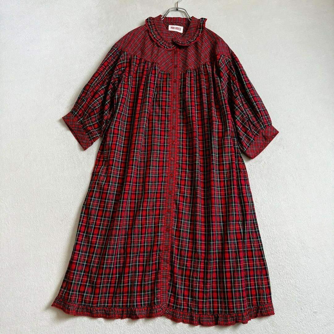 【極美品】PINK HOUSE ワンピース レッド タータンチェック 近年モデル