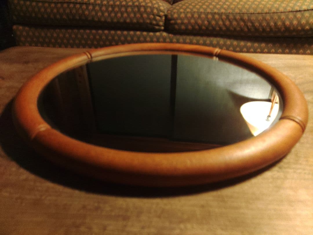 希少　美品　ウォールミラー　オーバルミラー　無垢　重厚　壁掛け　鏡　ヴィンテージ