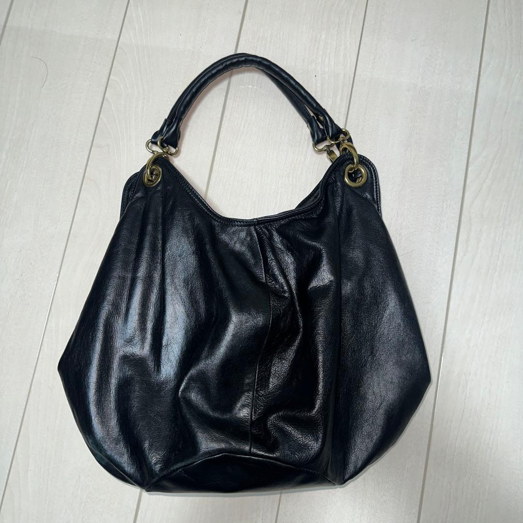 超美品archive レザーショルダーバッグ　黒