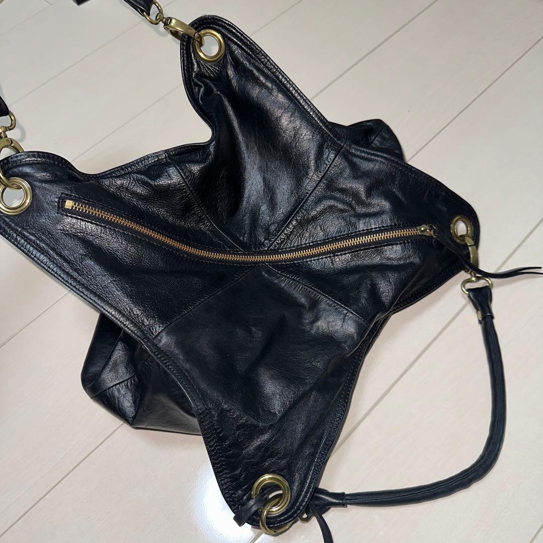 超美品archive レザーショルダーバッグ　黒