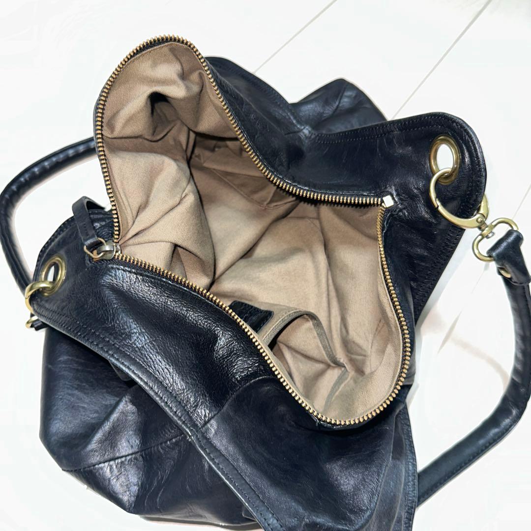 超美品archive レザーショルダーバッグ　黒