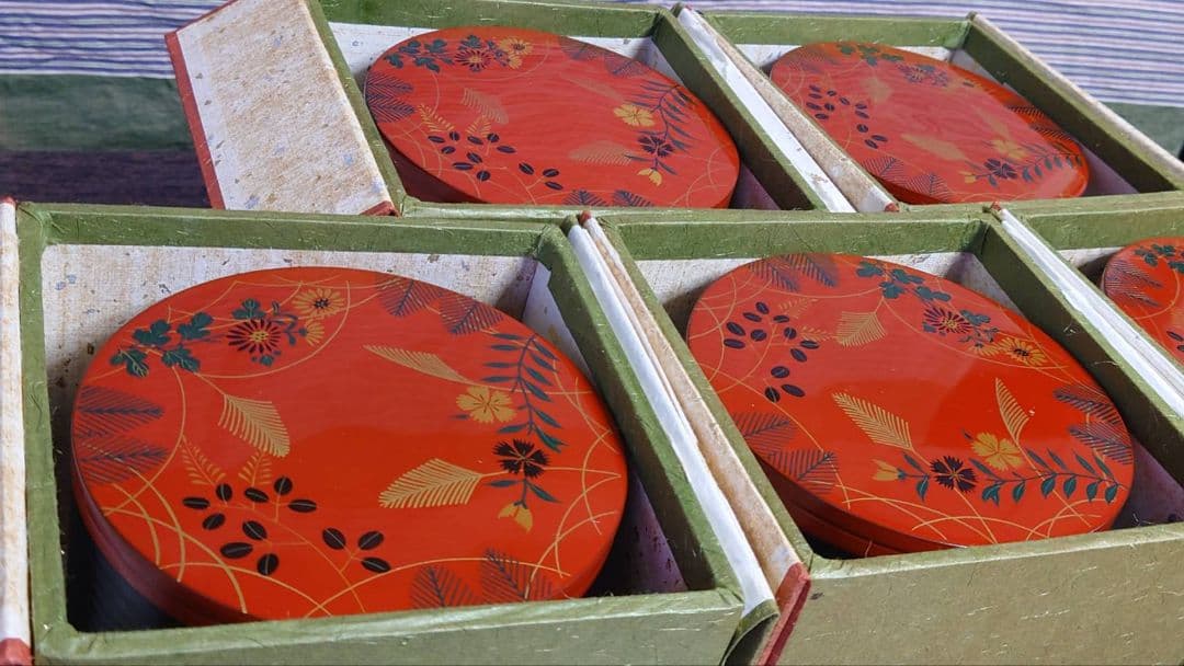 【未使用品】平安象彦 二段丸重 秋草の図 5点セット