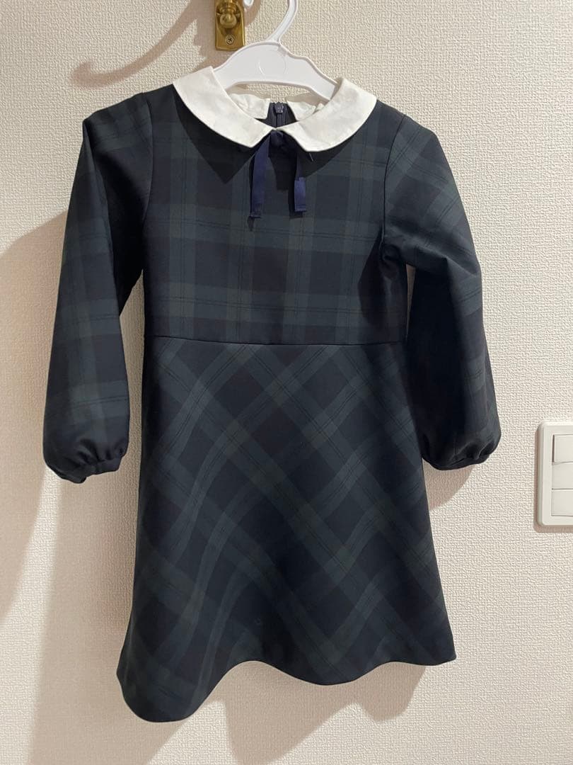 フォーマルドレス グリーン　ブラックウォッチ　 チェック柄　入学　入園　冠婚葬祭