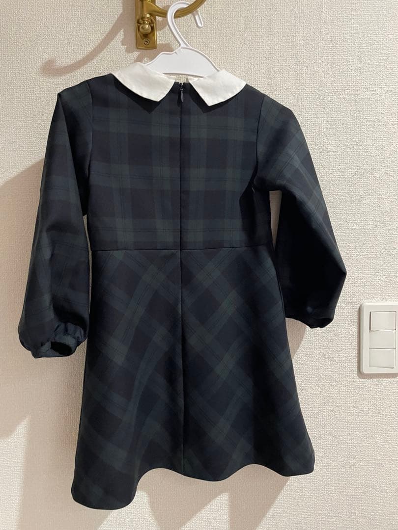 フォーマルドレス グリーン　ブラックウォッチ　 チェック柄　入学　入園　冠婚葬祭